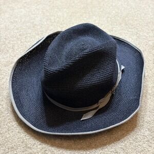 Stetson Hat Fedora Mens 7 1/8 Blue Woven Hemp Stratoliner Western Summer Travel